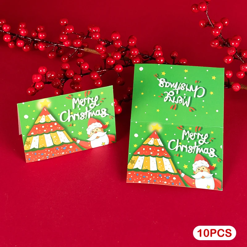 10 pz/set Cartoon Creative Merry Christmas Cards Cute Christmas Gift Package decorazione biglietti di auguri messaggio Card Bouquet Gift