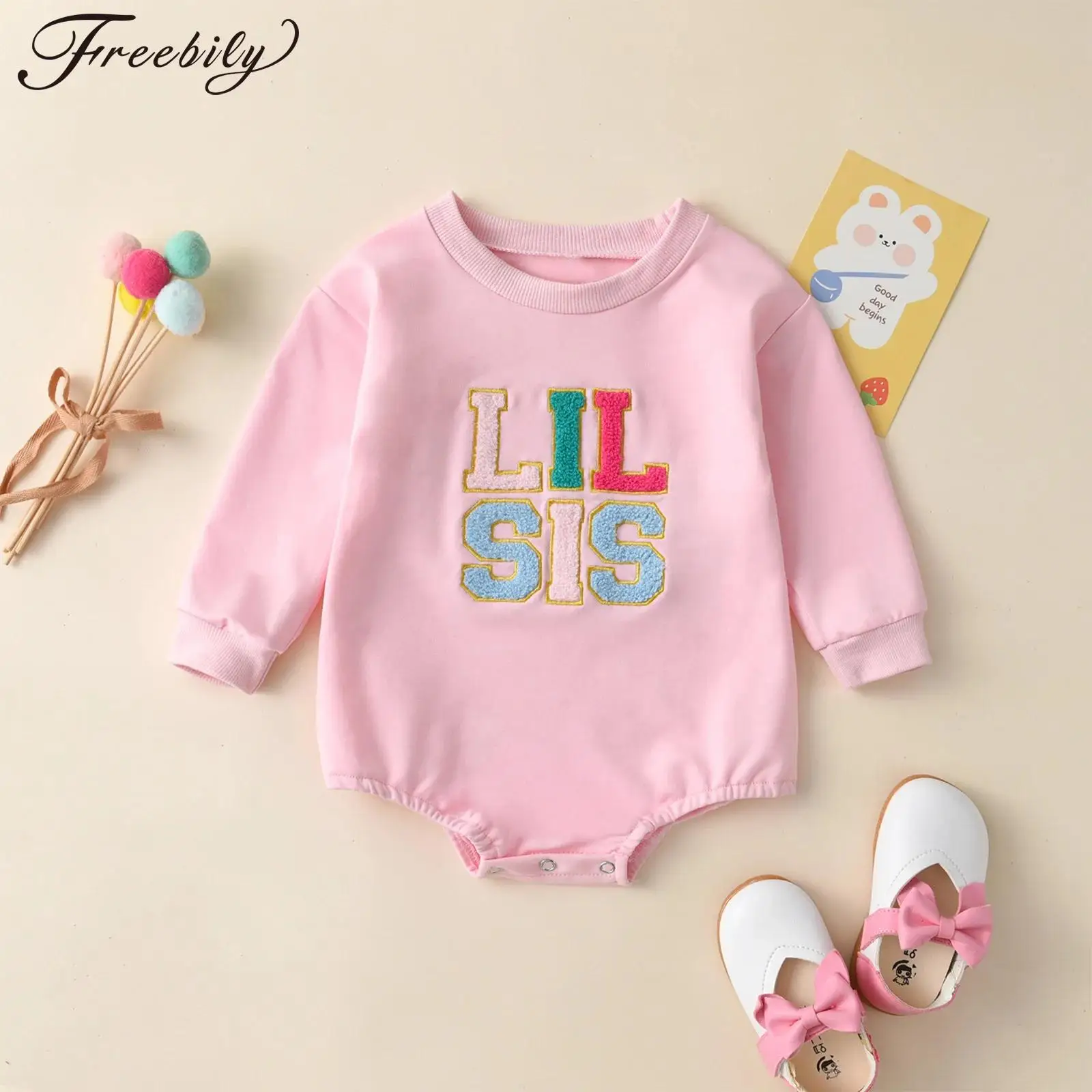 

Детский комбинезон-свитшот для девочек с вышивкой, с длинным рукавом, для семейных встреч, одинаковый наряд для сестер