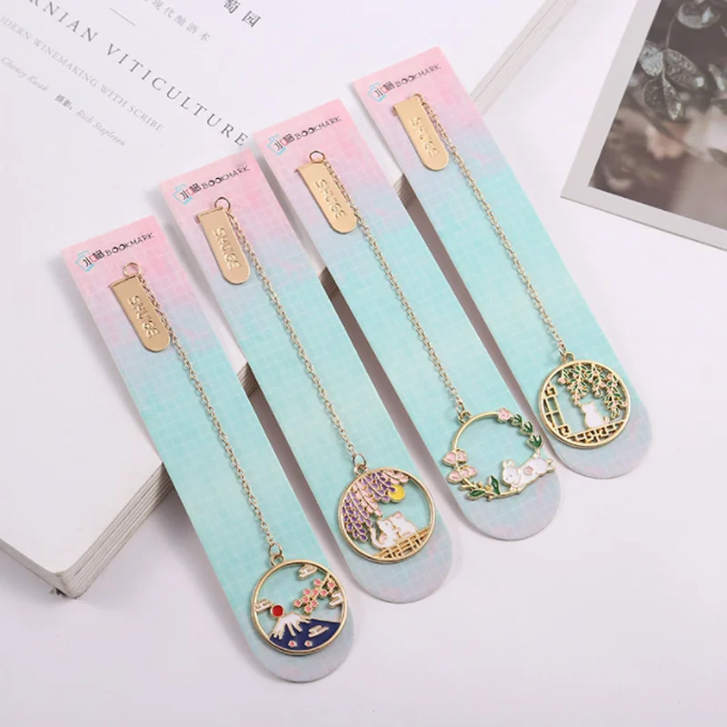 

Cute Wisteria Double Cat Bookmark Student Exquisite Study Office Portable Reading Stationery Girl Decorative Book Page Folder