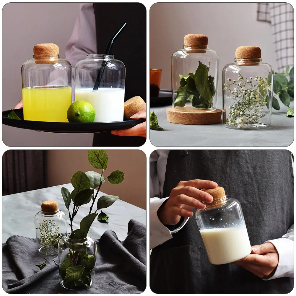 1Pcs High-Grade Borosilicate Glass Storage Jar with Natural Cork Lid Transparent Food Container for Tea Grains Nuts Rice Snacks