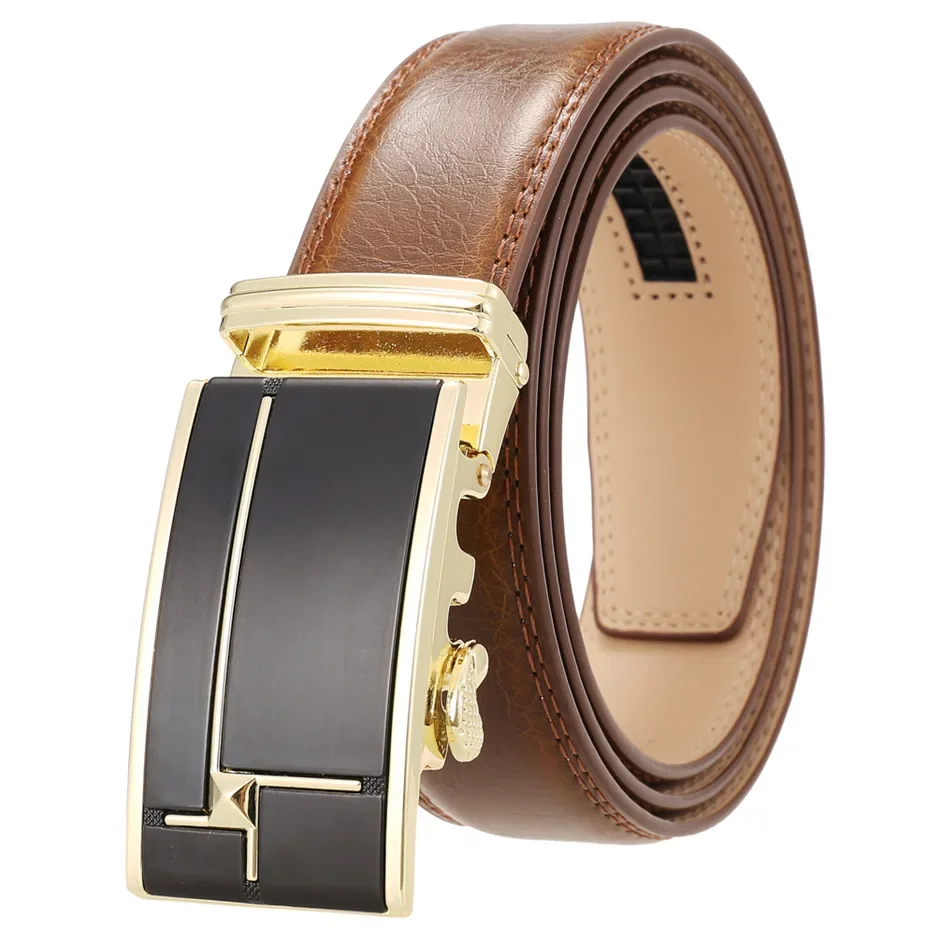 Brand Luxury Designer Authentic Men's Cow Leather Belt Cowhide Fashion Business Belts For Men Black Red Brown Belt Male B718