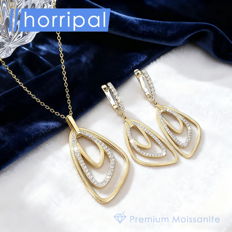 

D VVS1 муассанит треугольное ожерелье и серьги S925 стерлингового серебра с покрытием из золота 18 карат роскошные свадебные украшения ожерелье для женщин