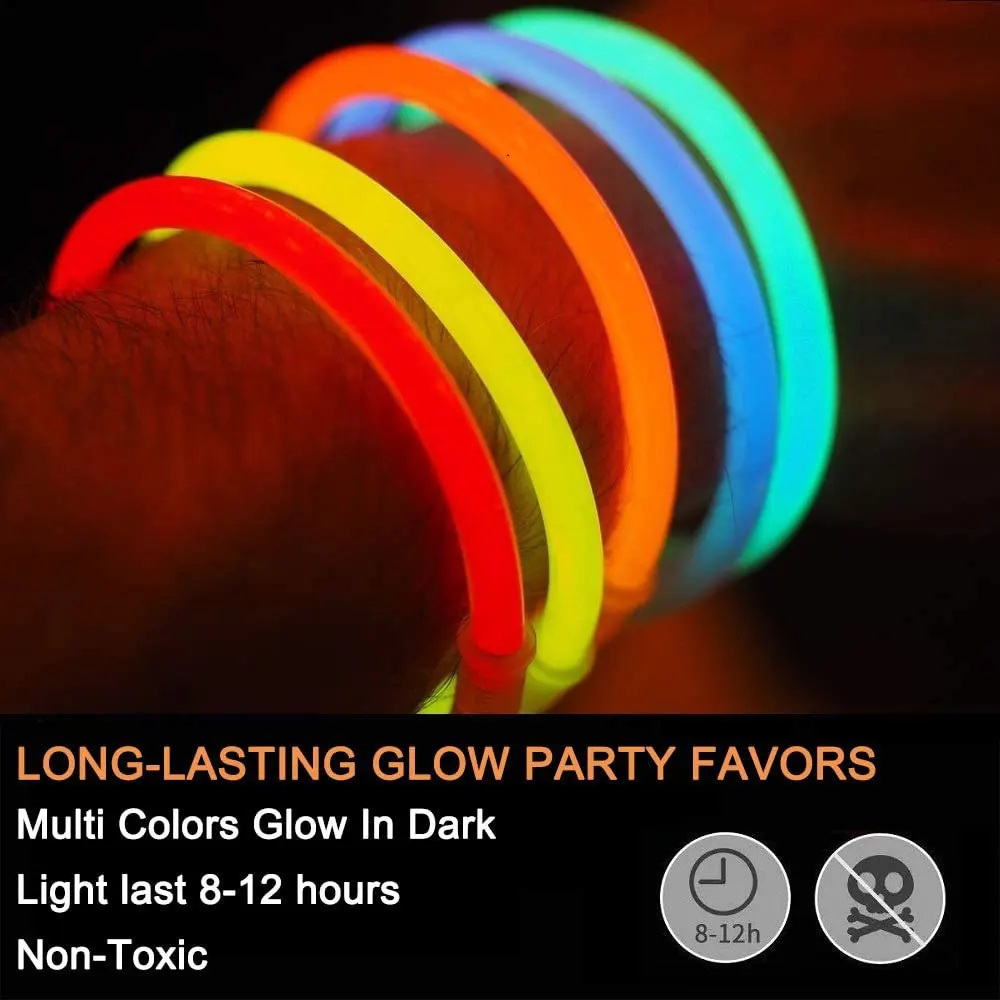 50/100/200pcs Kids Adult Luminous Glow Stick With Connectors Party Fluorescence Light Sticks New Year Concert Party Decoration