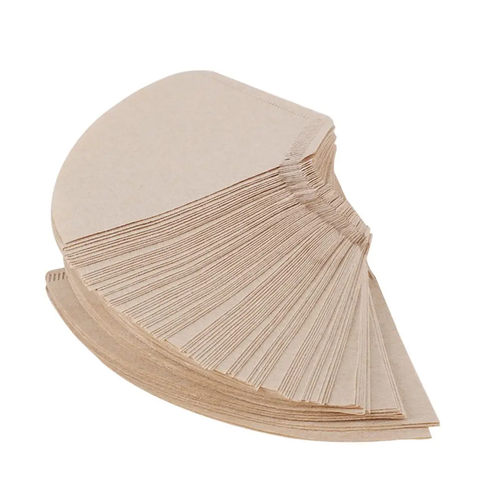 Substituição De Cafeteira De Madeira, Filtros Profissionais De Papel, Forma De Cone Crus, Gotejamento Filtro De Café, Ferramenta Espresso, 2-4 Cup, 100Pcs