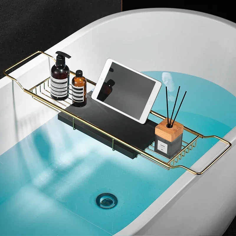 Planshet Bathtub Tray Tablet Marble Stand Bathroom Storage Bath Shelves Extendable Bridge Floating Badplank Organization XY50BT