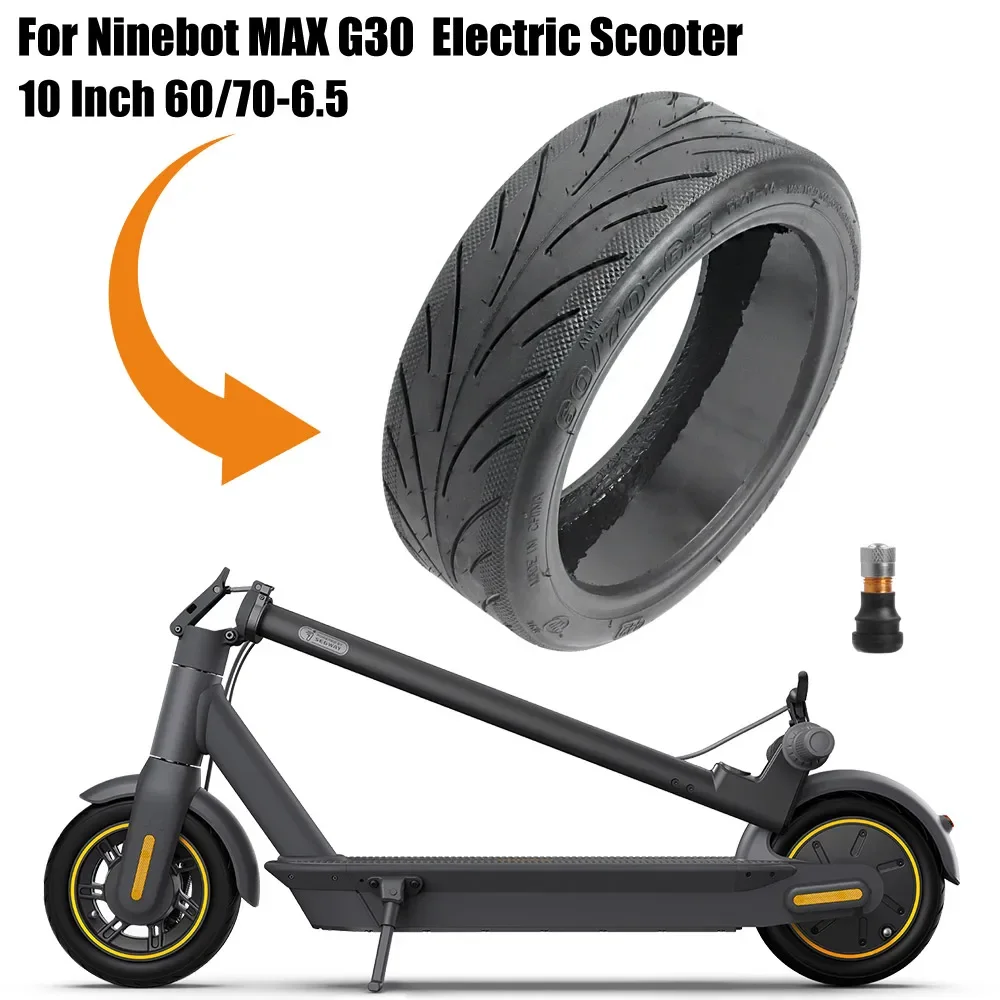 10 Inch 60/70-6.5 Tubeless Tire for Segway Ninebot Max G30 Electric Scooter with Air Nozzle Blast Replacement Tire