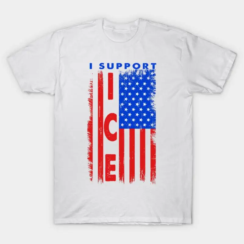Support ICE Immigration Officers American Flag T-Shirt
