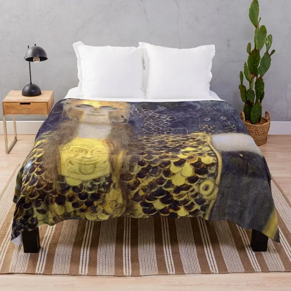 Pallas Athene by Gustav Klimt Art Nouveau Throw Blanket anime Bed linens Baby Plaid on the sofa Blankets