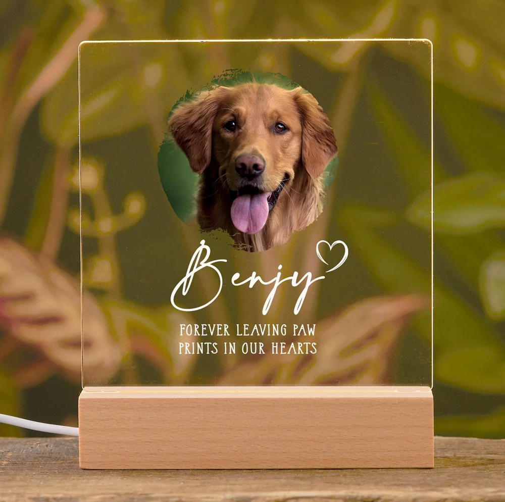 

Personalized Pet Photo Christmas Gift Custom Keepsake Pet Plaque Memorial Frame Sympathy Gift For Cat Dog Pet Lovers