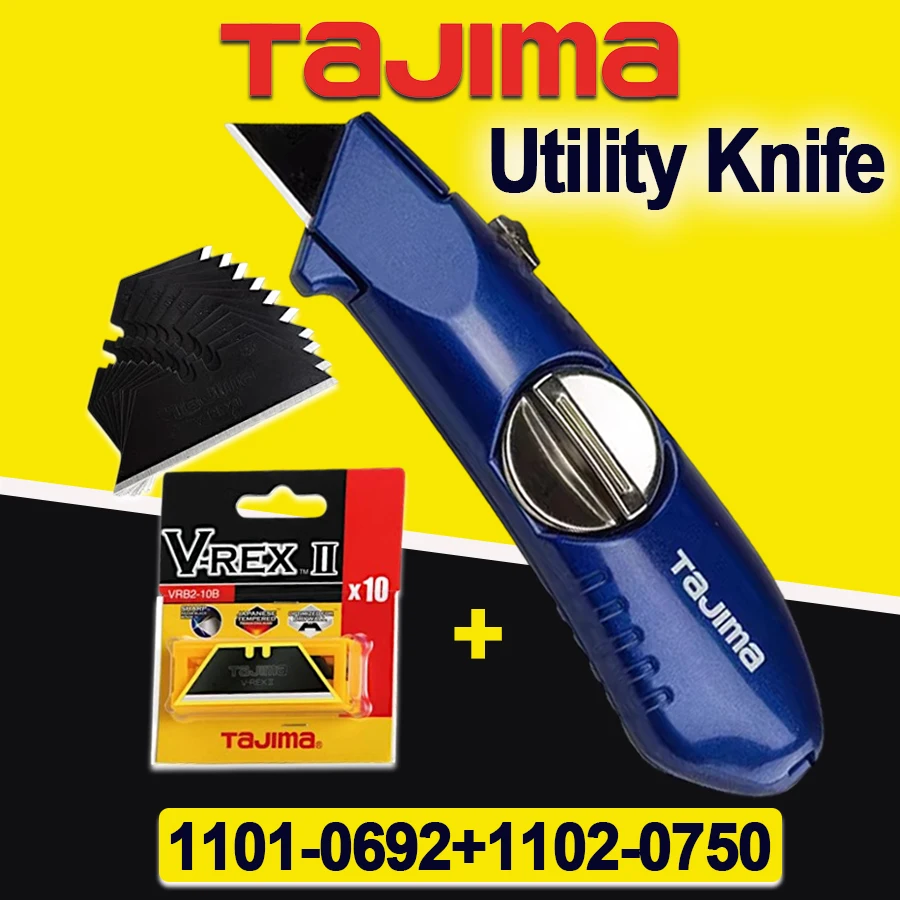 

TAJIMA 1101-0692 Trapezoidal Knife with 3 Replacement Blades Utility Knife Construction Knife Hand Tools VR102B/CHN