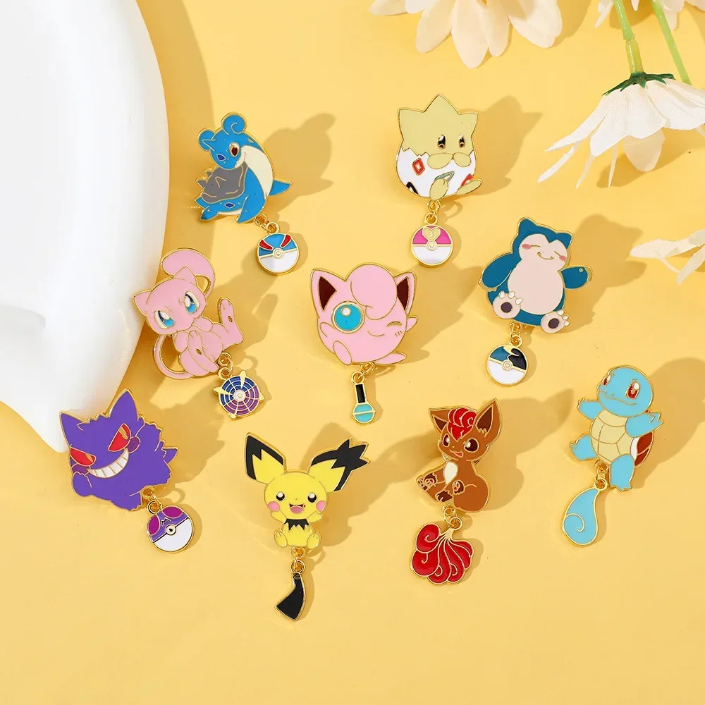 Broche de esmalte de fiesta de dibujos animados de Pokémon, tarjeta de Pikachu Squirtle, insignia de Anime, Pin de solapa, regalo de joyería de Cosplay creativo