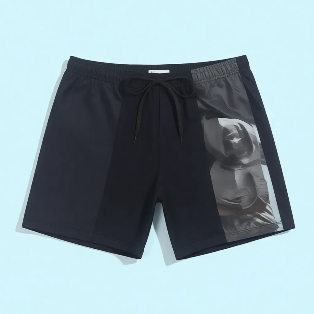 Men Swim Shorts Quick Drying Boxer Briefs Loose Casual Summer Vacation Bathing Suits Anti Embarrassment Design