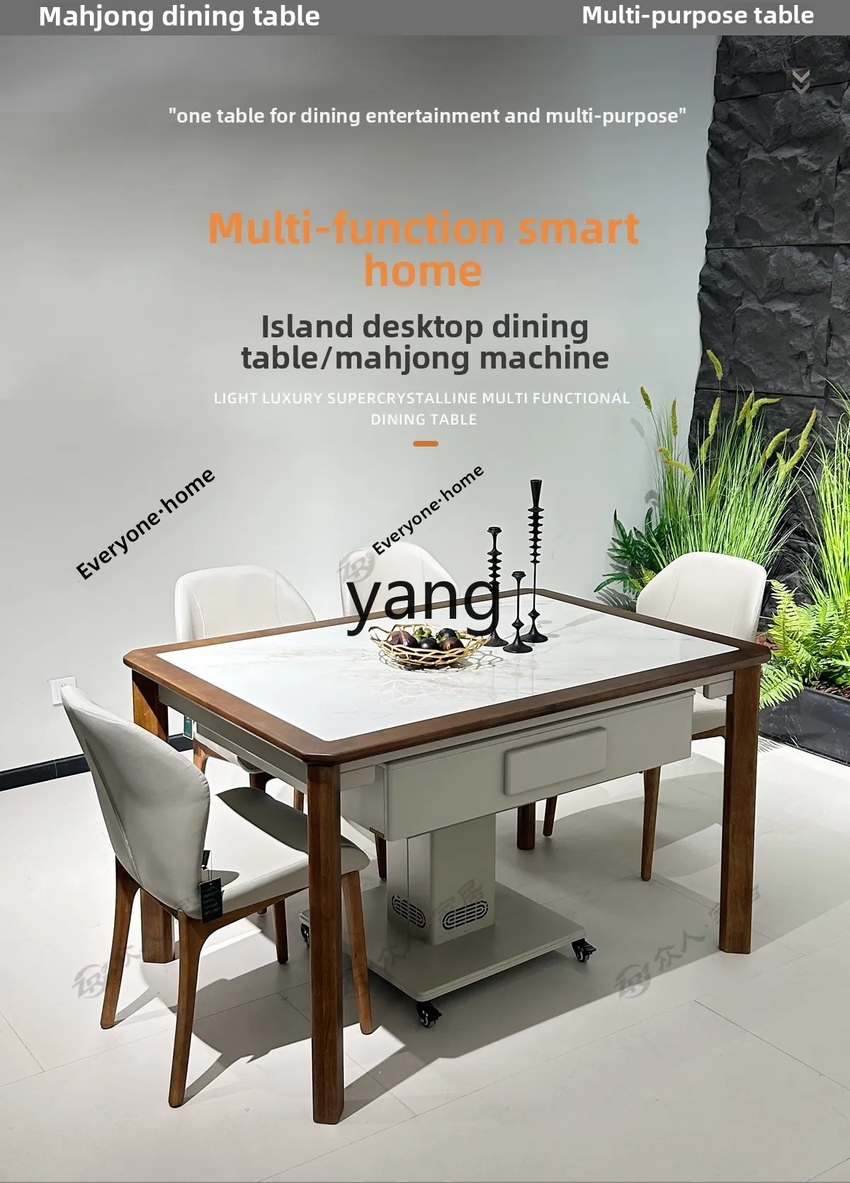 Lmm with heating Chinese mahjong table dining table dual-purpose island desktop automatic mahjong machine integrated