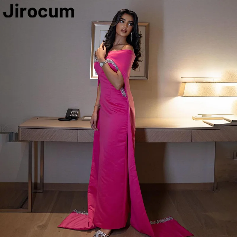 

Элегантное розово-красное платье Jirocum с блестками для выпускного вечера женское милое Вечернее Платье С Бисером Вечерние вечернее платье на заказ для Саудовской Аравии 2024