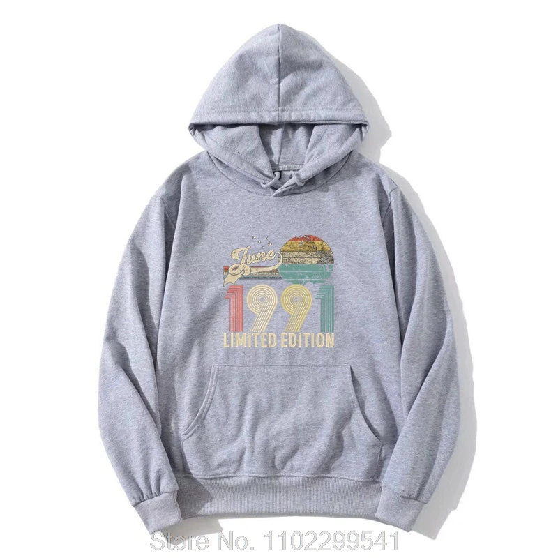 Men's Vintage Established Born In 1991 Hoodie Novelty Birthday Jacket Zip Up Hoodie Hoody Cotton Sweatshirt Harajuku Streetwear