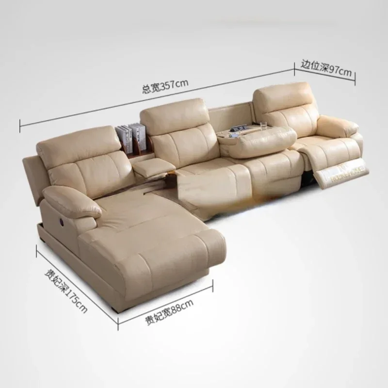 

Sofá reclinable eléctrico inteligente, sillón funcional de cuero genuino, Cama en forma de L, asiento seccional Convertible S
