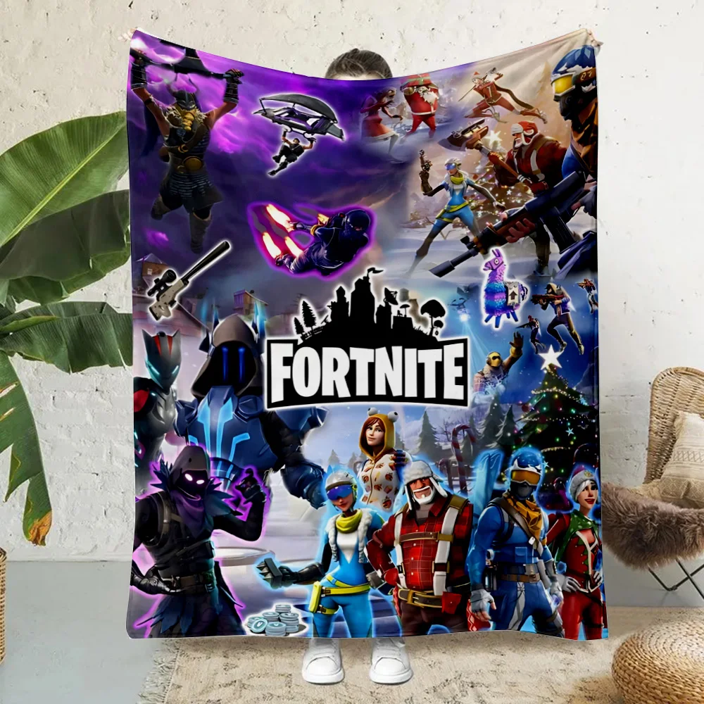 Fortnite 3D Cartoon Print Blanket, Couvertures de pique-nique, Couverture chaude, Couverture douce et confortable, Maison, Voyage, Cadeau d'anniversaire