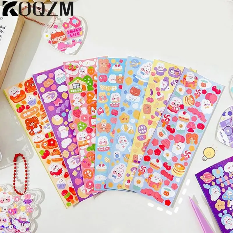 10pcs Shiny Cute Animals Cat Bear Decorative Sticker for Scrapbooking DIY Phone Case Materials Landscape