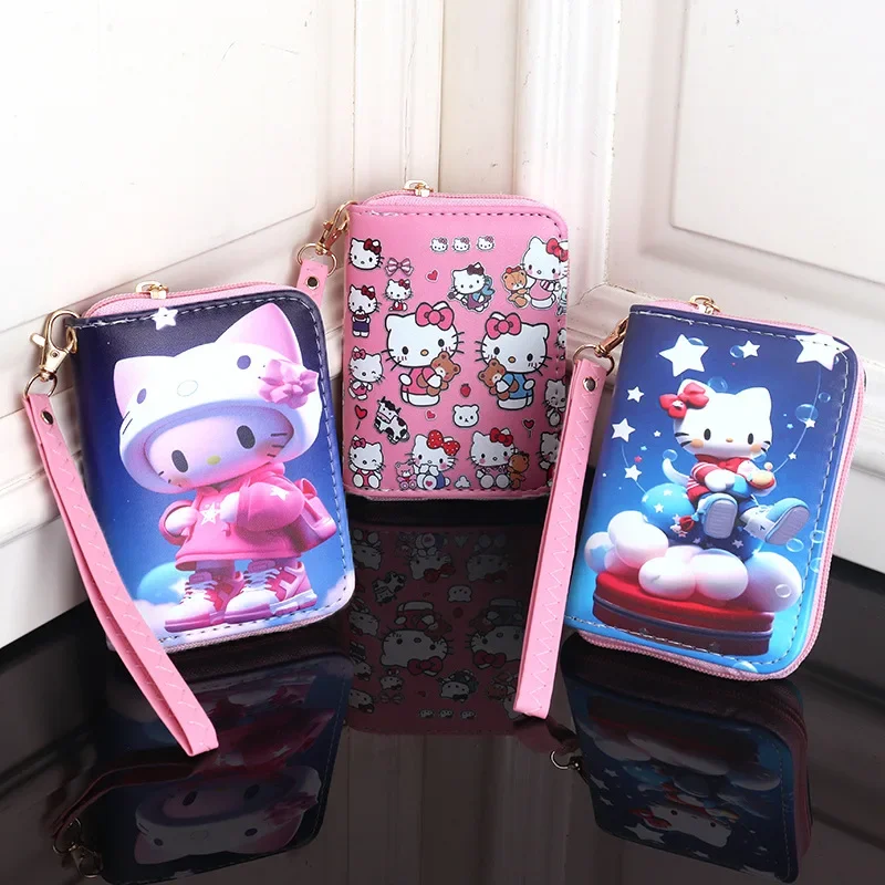 Sanrio Cartoon Cute Hello Kitty Woman Purse Anime Stitch Kulomi Melody Printed Children's Coin Storage Bag Pocket Coin Purse