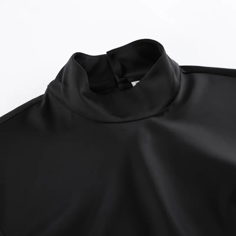 فستان ماكسي صيفي غير متماثل من الساتان للنساء بياقة مدورة سادة بدون أكمام ملابس غير رسمية ملابس خروج عصرية مثيرة للحفلات رداء طويل