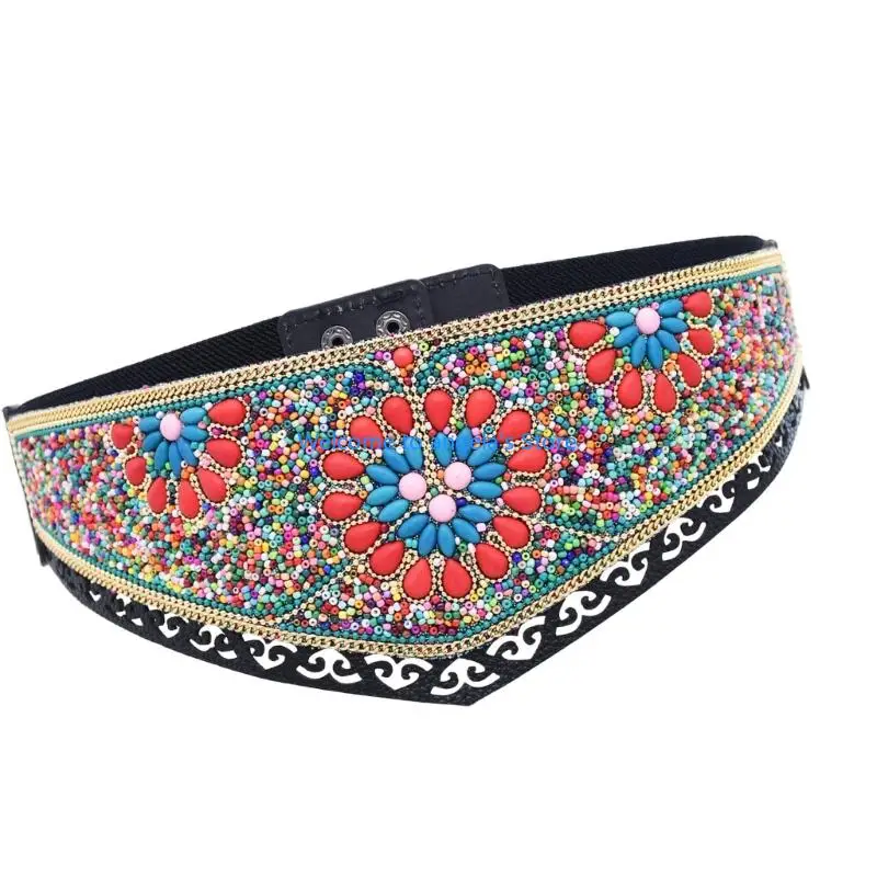 X4YC Multcolored Bohemian đính cườm trang sức vòng eo điều chỉnh đai cho trang phục mùa hè sty