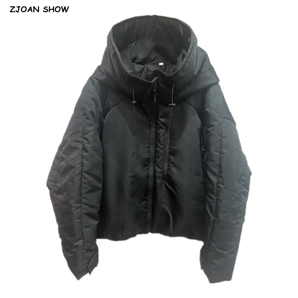 

Новое зимнее женское шикарное черное водонепроницаемое пуховое хлопковое пальто с капюшоном на молнии с длинными рукавами, куртка-парка, винтажная верхняя одежда большого размера