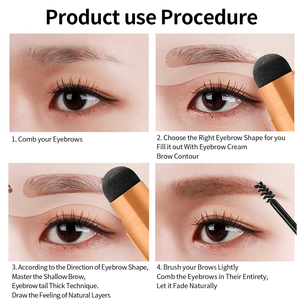 1개입 눈썹 파우더 스탬프 틴트 스텐실 키트 화장품 방수 여성용 메이크업 눈썹 강화 타투 틴트