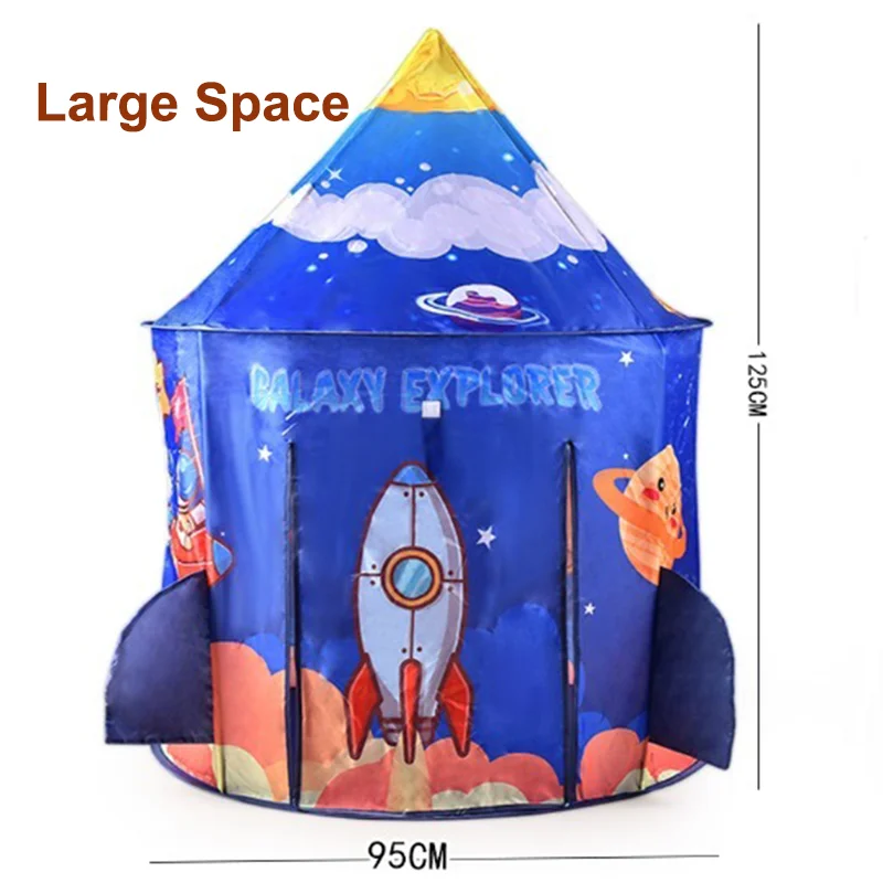 125CM Rocket Kids Children Tent Portable Foldable Baby Play House Large Space Boys Girls Castle Indoor Outdoor Toy Gift