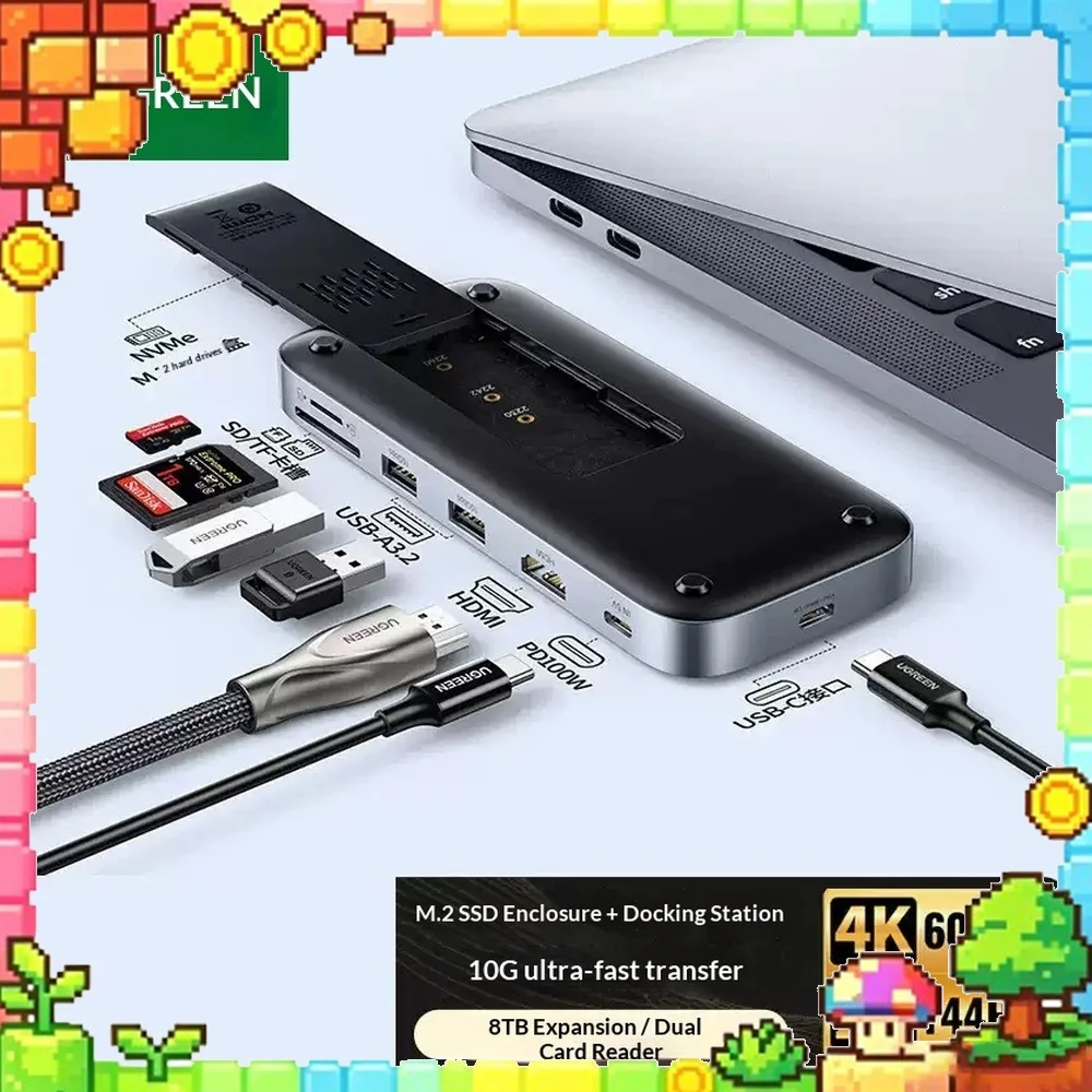 UGREEN CM440 7 in 1 USB C Hub M.2 NVMe SSD Enclosure 4K 60Hz USB 3.2 Dock Station for Laptop PC
