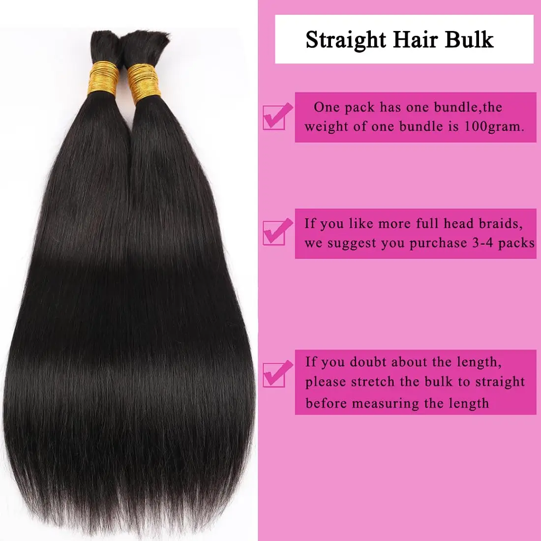 Straight Human Hair Bulk for Braiding Brazilian Virgin Human Hair Bulk no Weft Human Hair Extensions for Micro Braiding