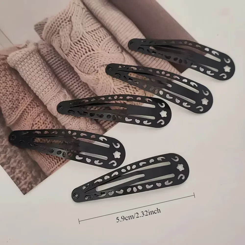 

5PC Set Alloy Hair Clips Silver Black BB Side Hollow out Hairpins for Women Girls Korean Classical Hair Accessories Ornament