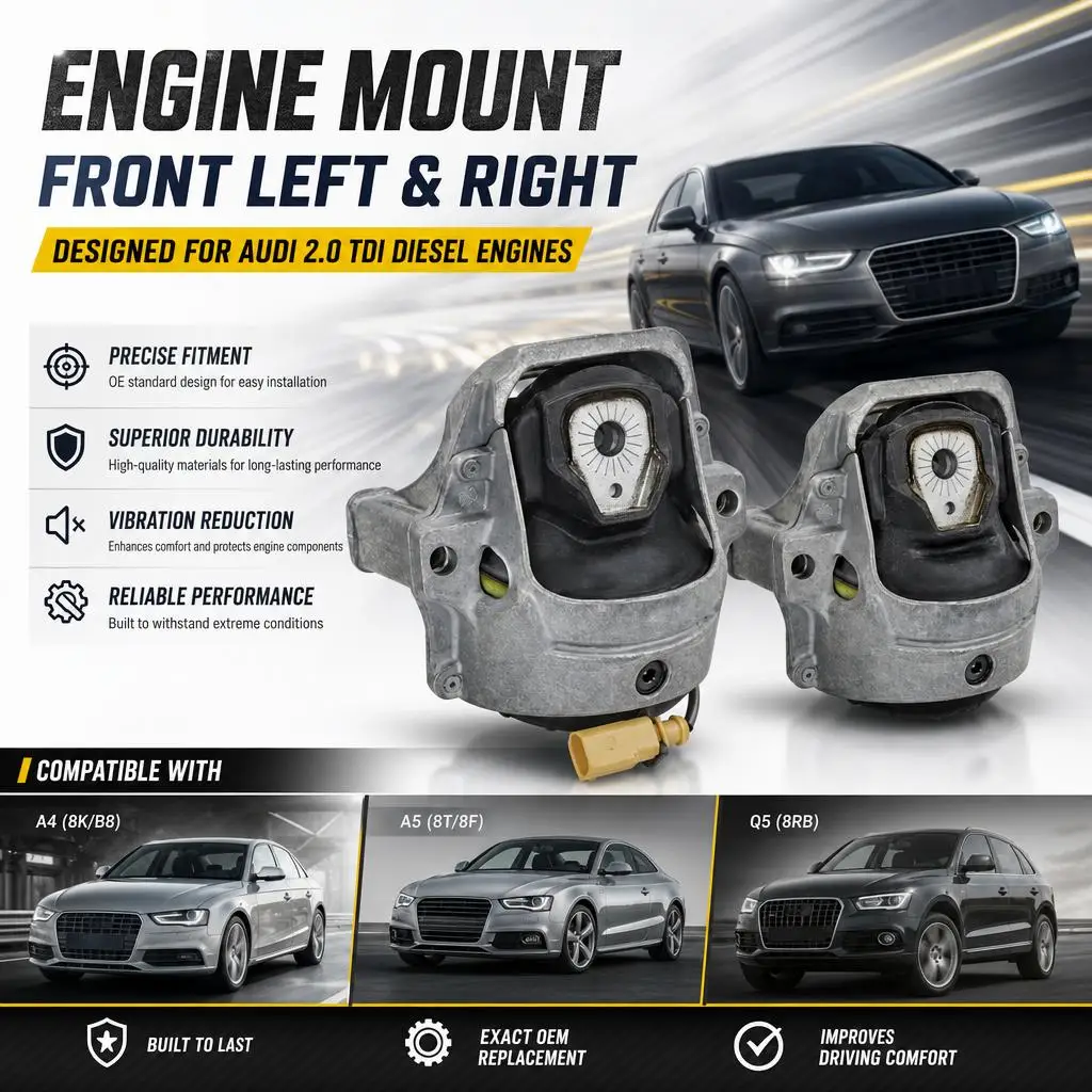 2 Pezzi Supporto Motore Anteriore per Audi A4 B8 A5 Q5 2.0 TDI 8K 8T 8RB, Sostituzione in Ferro e Gomma Idraulica