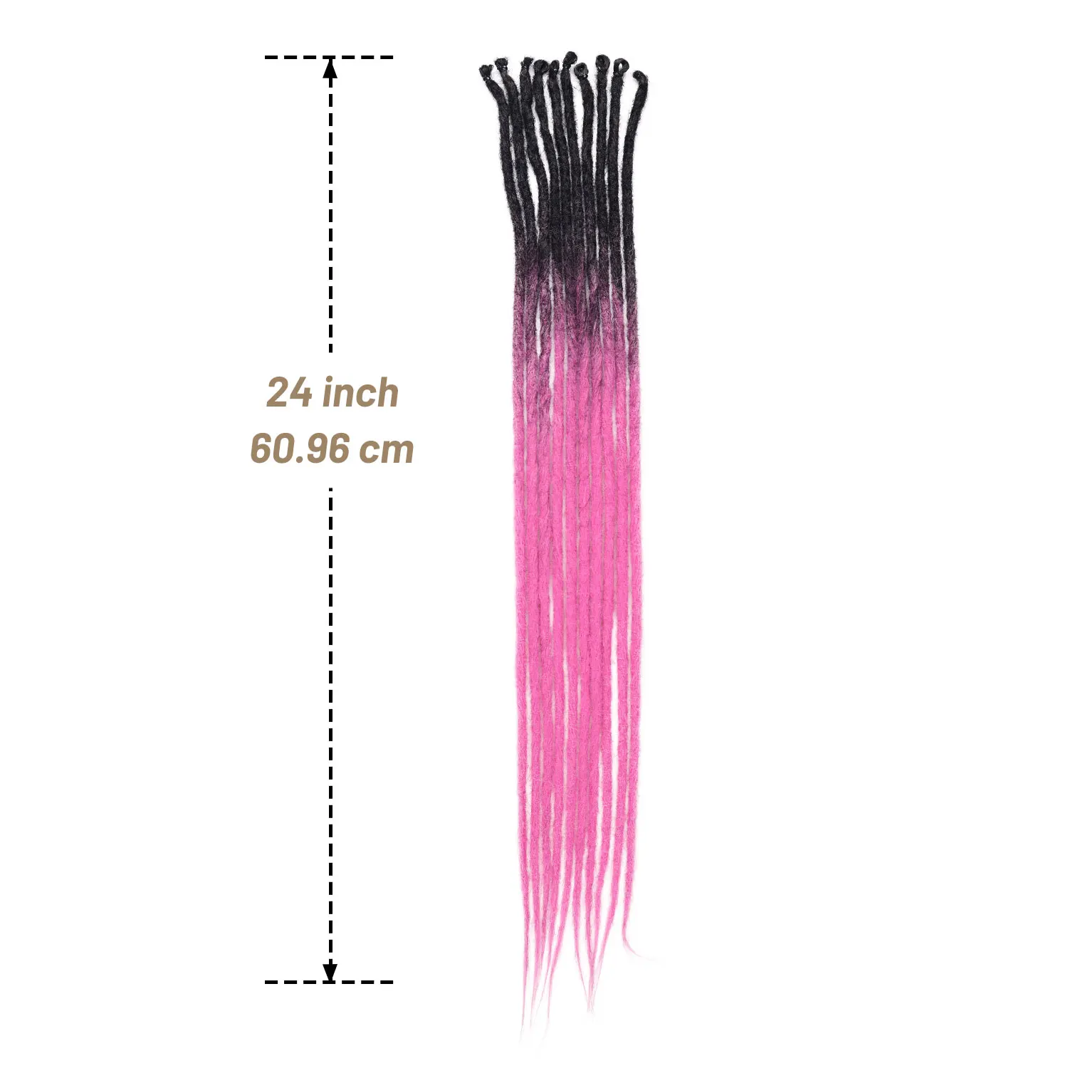 24 Inch Synthetic Dreadlock Extensions 10 Strands Hippie Dreads Ombre Color 0.6cm Width Loc Extensions Reggae Style Crochet Hair