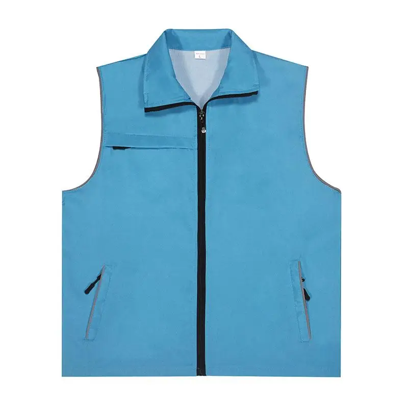 Men's Work Activity Public Welfare Multi Pocket Vest Personalized Custom Design Printing Logo Outdoor Sleeveless Lapel Jacket