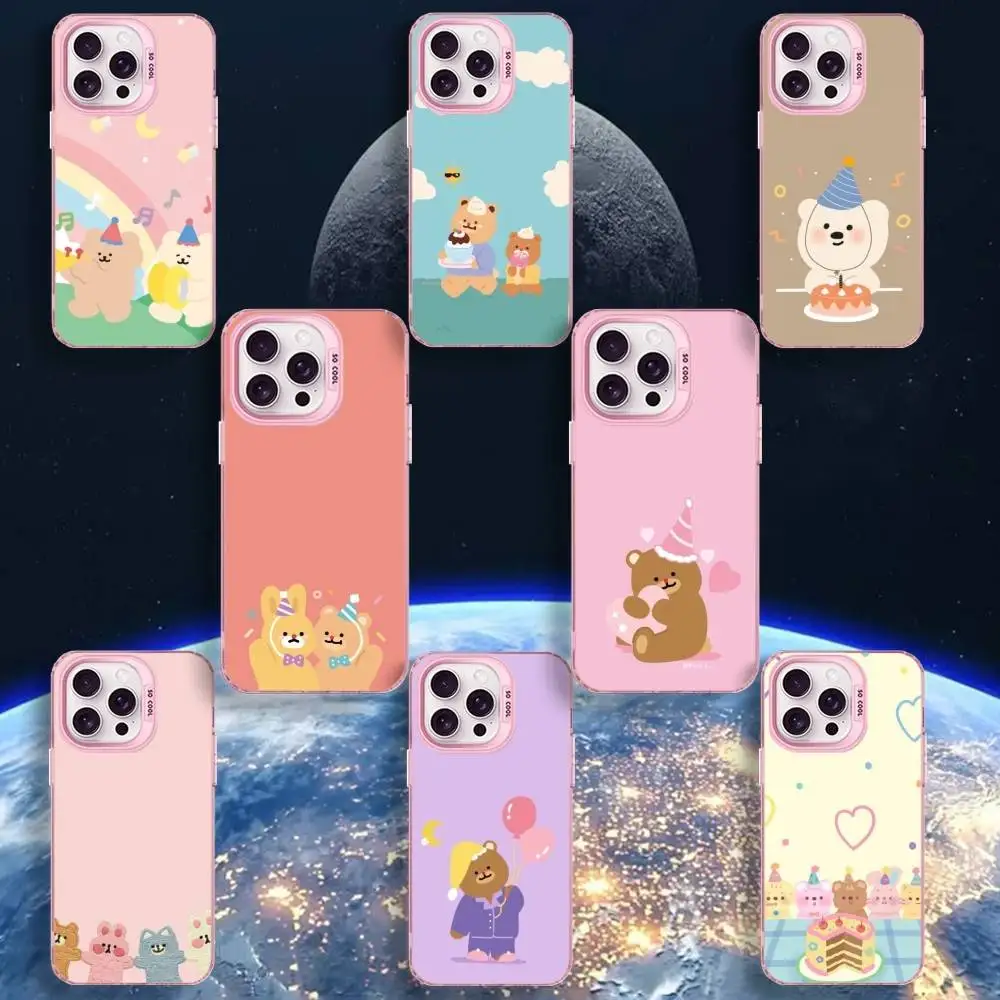 

Bear's Birthday Party Phone Case For iPhone 16,15,14,13,12,11,Mini,Pro,MAX Pink Matte Shockproof Cover