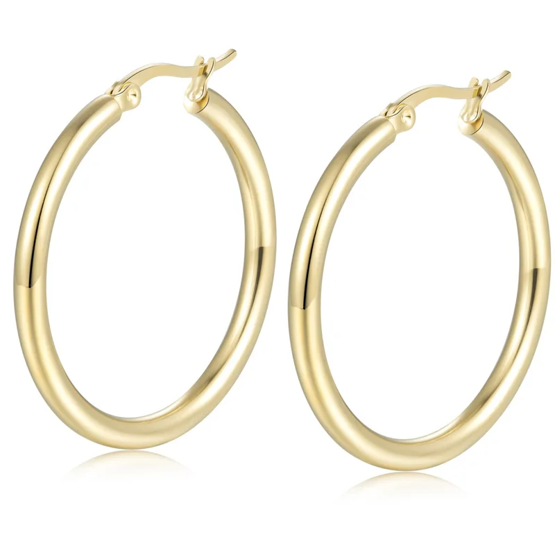 Stainless Steel Minimalist Round Hollow Hoop Earring Charm Gold Color Earring for Women And Schoolgirl Trendy Metal Jewelry