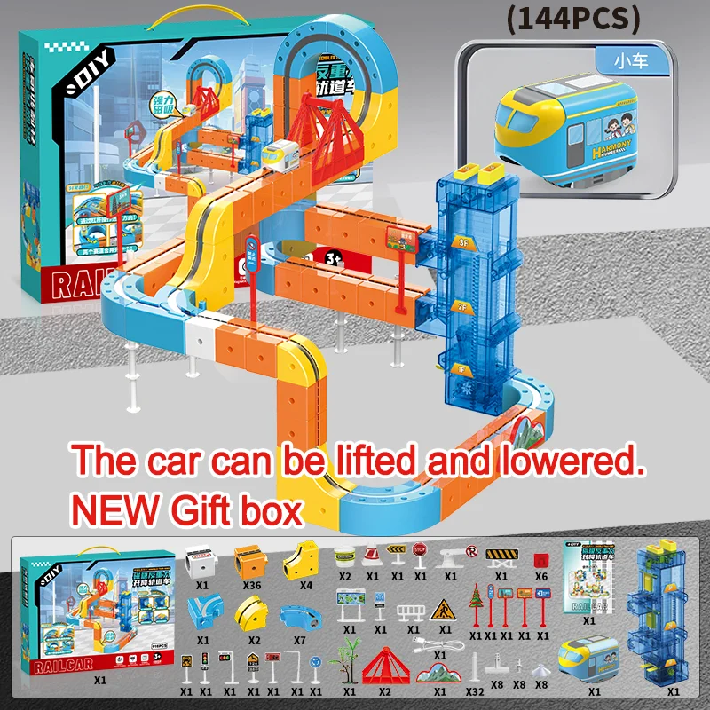 Lifting Style Anti-Gravity Magnetic Track Train Flexible Changeable Magic Rail Car Electric Assembly For Toy Xmas Gift