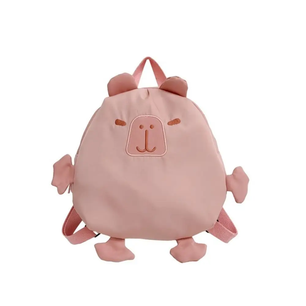 Cartoon Pink Capibala Backpack Large Capacity Storage Bag Children's School Bag Nylon Travel Bag Cartoon Backpack Kindergarten