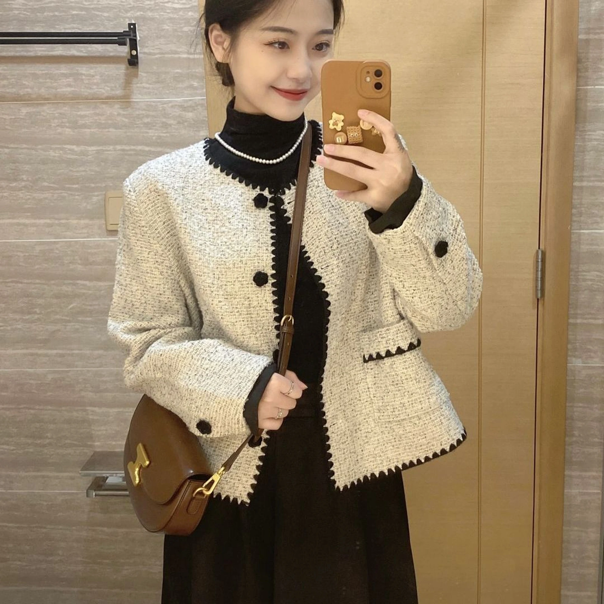 

Вязаный кардиган, женская верхняя одежда, осень 2024, новый дизайн, сенсационный вязаный топ для миниатюрных дам