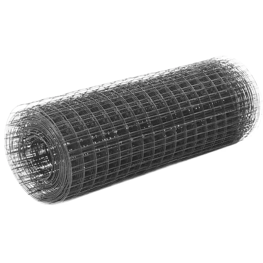 PVC Coated Chicken Wire Fence 25x0.5m - Durable Steel in Grey for Garden & Animal Enclosures