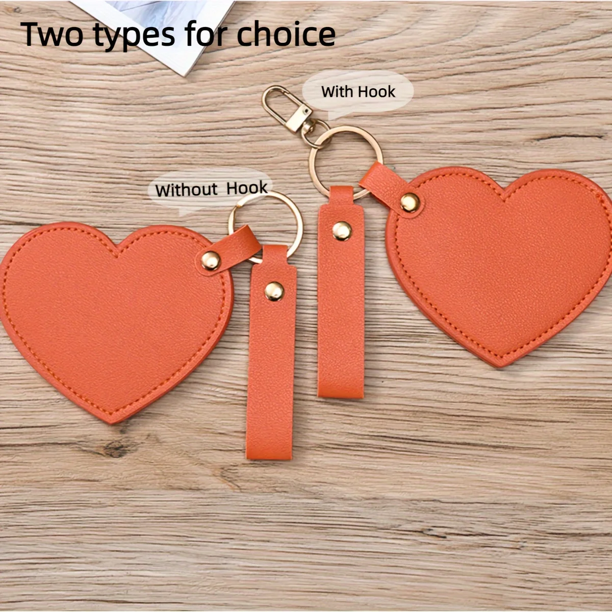 1PC Makeup Mirror Portable PU Leather Rotating Keychain Holder with Heart Mirror for Women Makeup Folding Mirror