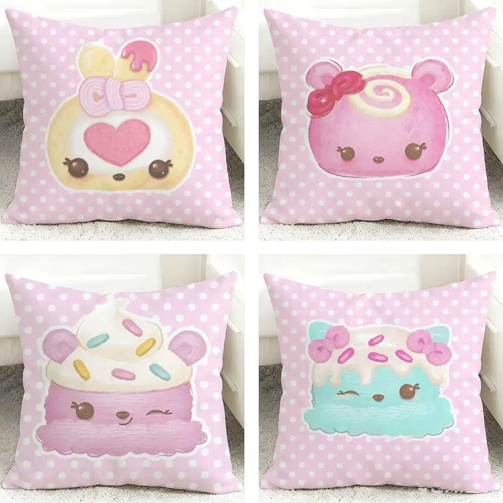 Pink Cartoon Num Noms CUTE Cushion Cover 40x40cm Square Decorative Sofa Cushion Cover Bedroom Living Room Home Decor Gift