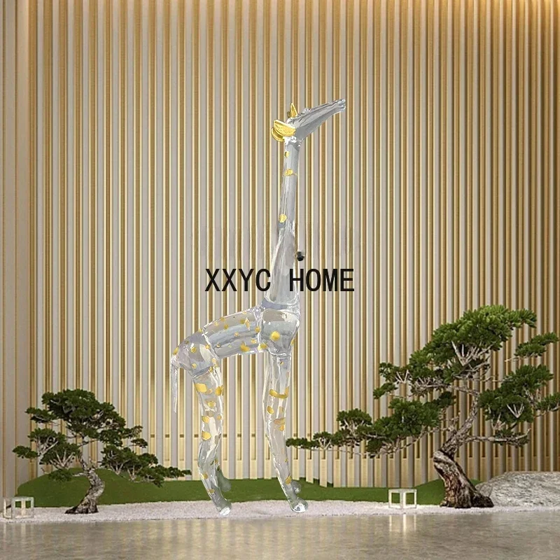 Modern Garden Square Decoration Transparent Resin Deer Decoration Hotel Club Lobby Floor Sculpture