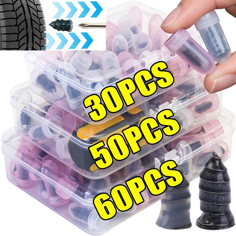

Car and Motorcycle Tubeless Repair Pins and Tools Portable Tire Repair Screws Tubeless Car Tire Repair Rubber Pin Sets