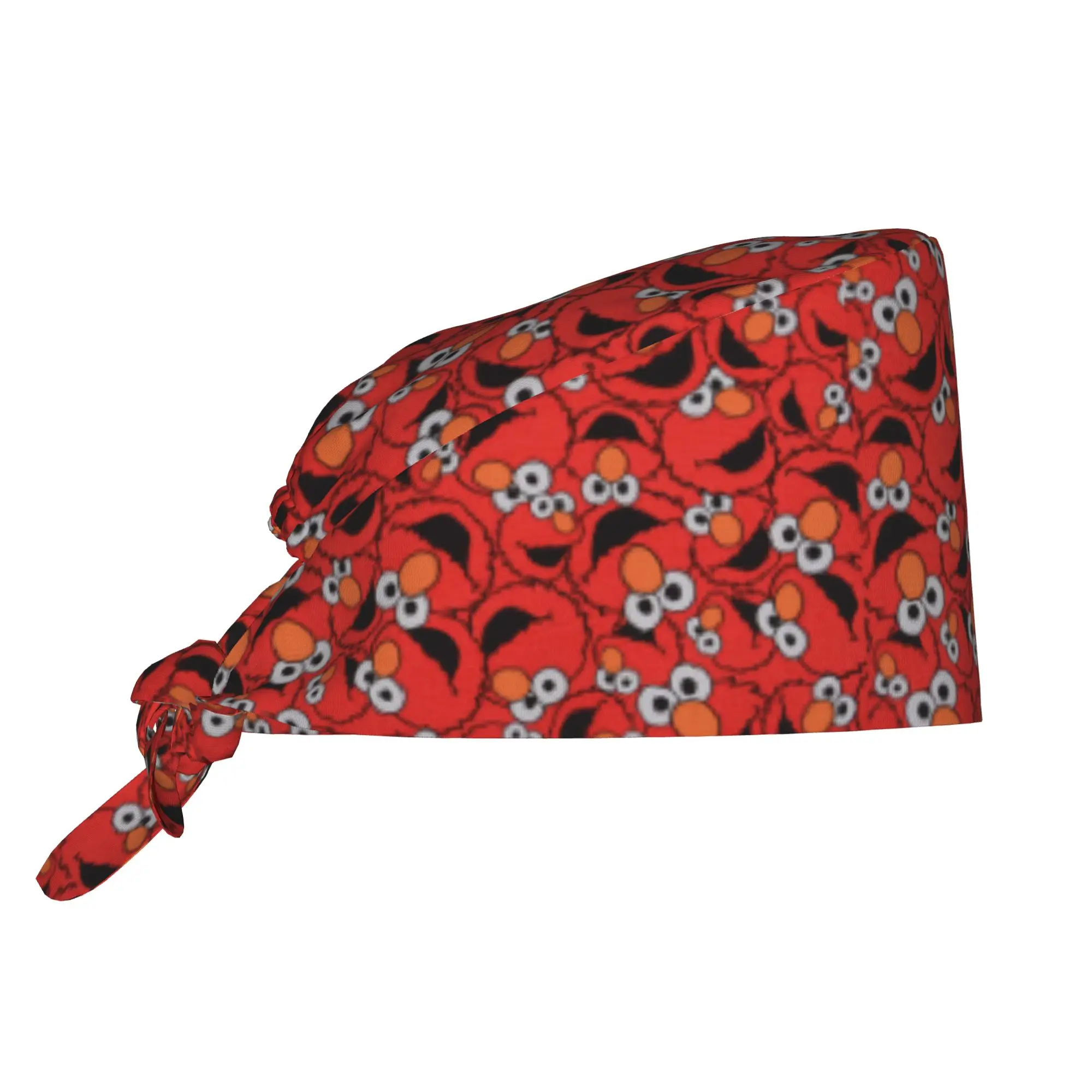 Custom Cookie Monster Anime Scrubs Cap Surgical Hats Women Men Elmo Cartoon Operating Room Cap Operator Hats Lab Works Hat