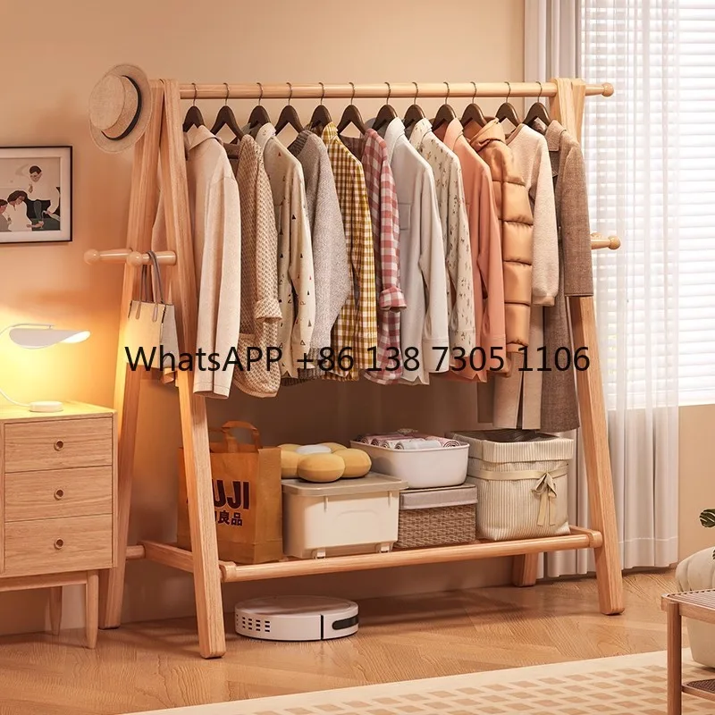 

Log wind Solid wood household large-capacity vertical drying rack Cloakroom Floor storage Wooden bag rack