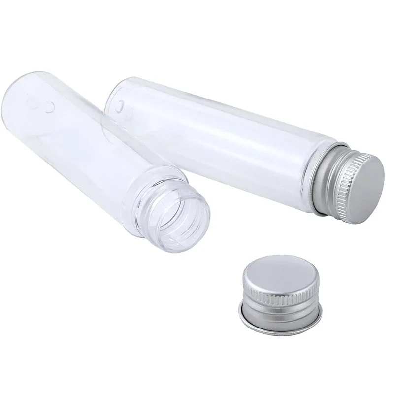 Tubes à essai en plastique plat transparent avec bouchons à vis, tubes pour bonbons et stockage de perles, expériences scientifiques, 28 × 108mm,