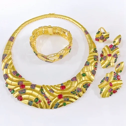 

Набор украшений Yulaili: простой, элегантный, потрясающий, из американского циркония, роскошный, модный комплект из колье, браслета, серег и кольца для свадьбы.