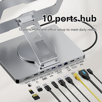 Blueendless Aluminum ipad Holder 10 in 1 docking C hub 4K 60Hz Type C Adapter USB3.0 5Gbps 100W PD Charger For Laptop desktop