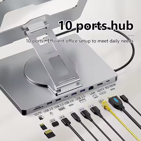 Blueendless 10-in-1 Type-C Dock with iPad holder wording, 4K 60Hz, USB 3.0, 5Gbps, and 100W PD charger wording — Best stand-style dock shortlist for tablet-laptop hybrid desks